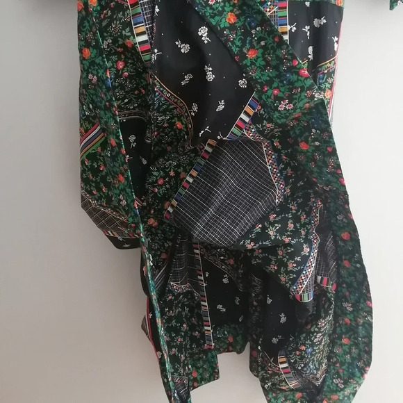 Vintage Union Made USA '70s Plaid and Floral Patchwork Midi Dress Cottage Small - Picture 10 of 17